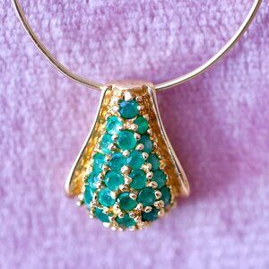 14K Yellow Gold Emerald Shell Shape Pendant